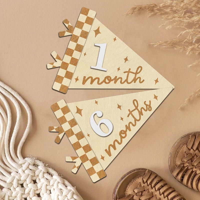 HONOCOOLS Store Baby Monthly Milestone Signs - Month Milestone Baby Boy - Baby Milestone Signs - Newborn Photography Props to Document Your Baby´s Growth - 1-12 Months Baby Milestone Signs (B08) - Image 2